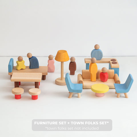 Dollhouse wooden furniture set
