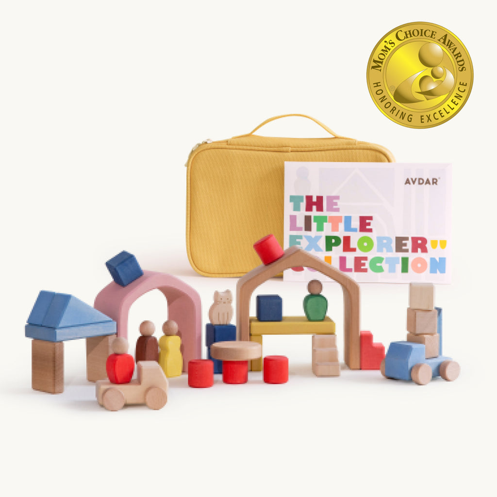 The Lodge Travel Set - 34 Piece Portable Wooden Block Set | Travel