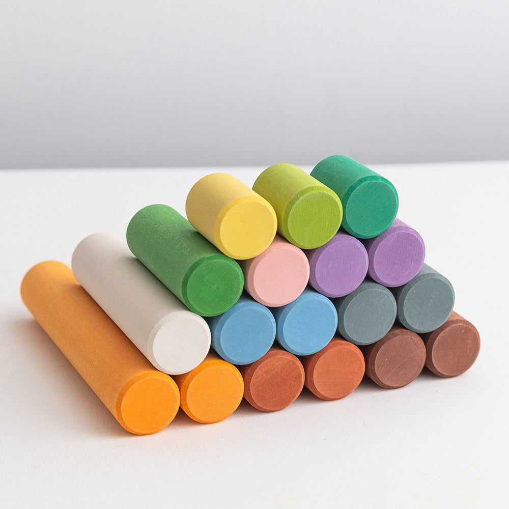 Stack of colorful wooden cylinders