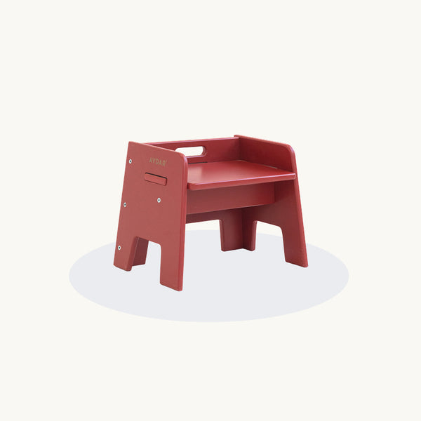 AVDAR Tiny Tower in red wood with a raised step, side rails and carry handle