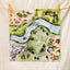 Kingdom Valley play cloth with watercolor rivers, bridge, village, forest, mountains and campsites