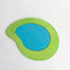 A stylized representation of a lake with a bright blue central area resembling water, surrounded by a green area simulating landmass.