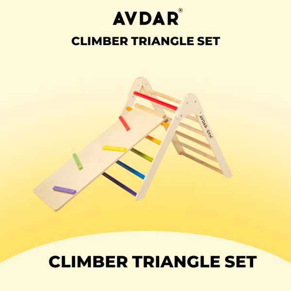 AVDAR Climber Triangle Set with rainbow ladder rungs and a climbing ramp